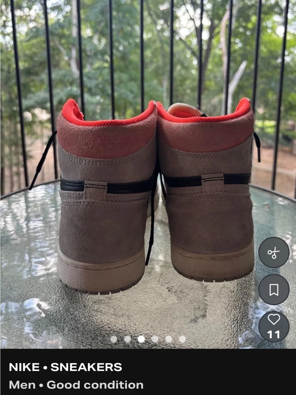 Air Jordan 1 Retro High OG Neutral Grey Hyper Crimson Sz 10.5 No Box